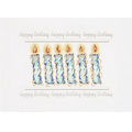 White Happy Birthday Blue Candles Everyday Greeting Card (5"x7")